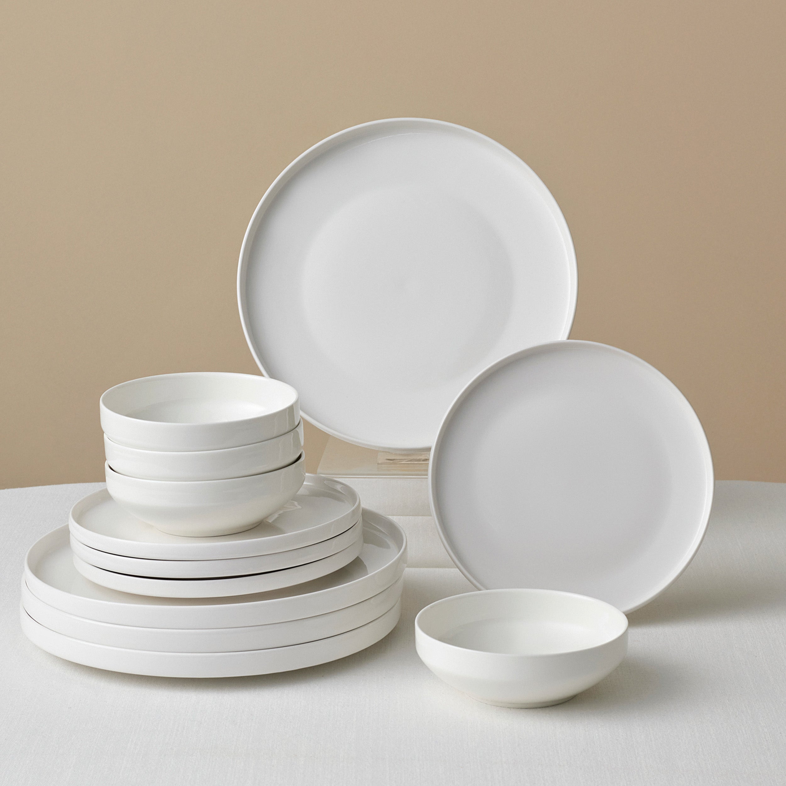 Karaca Stream Bone China Saturn 12-Piece Dinner Set for 4 People, Whit
