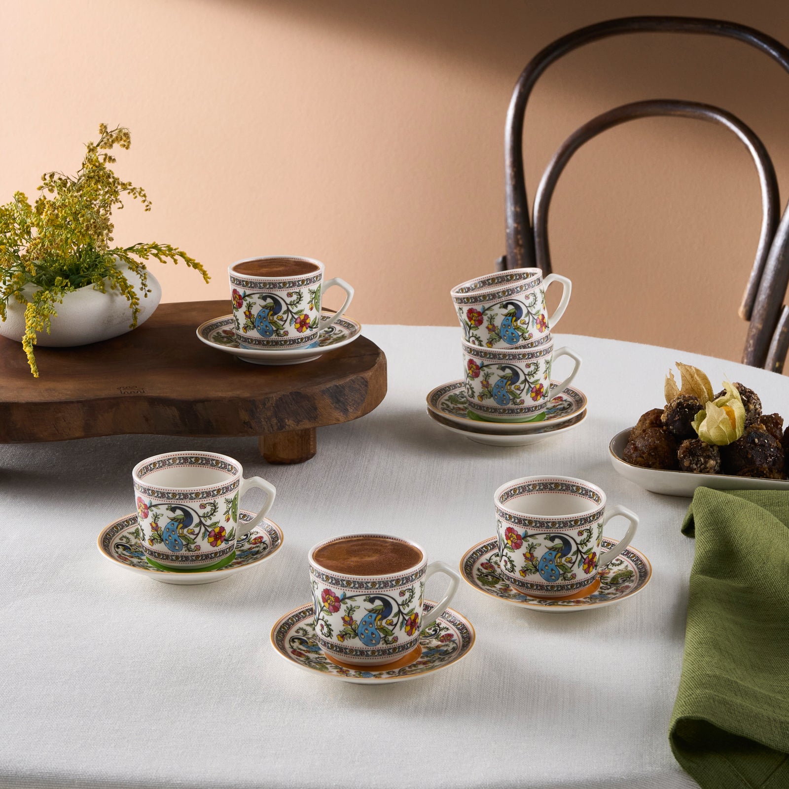 Karaca Yasemen 12-Piece Bone China Espresso Turkish Coffee Cup for 6 P