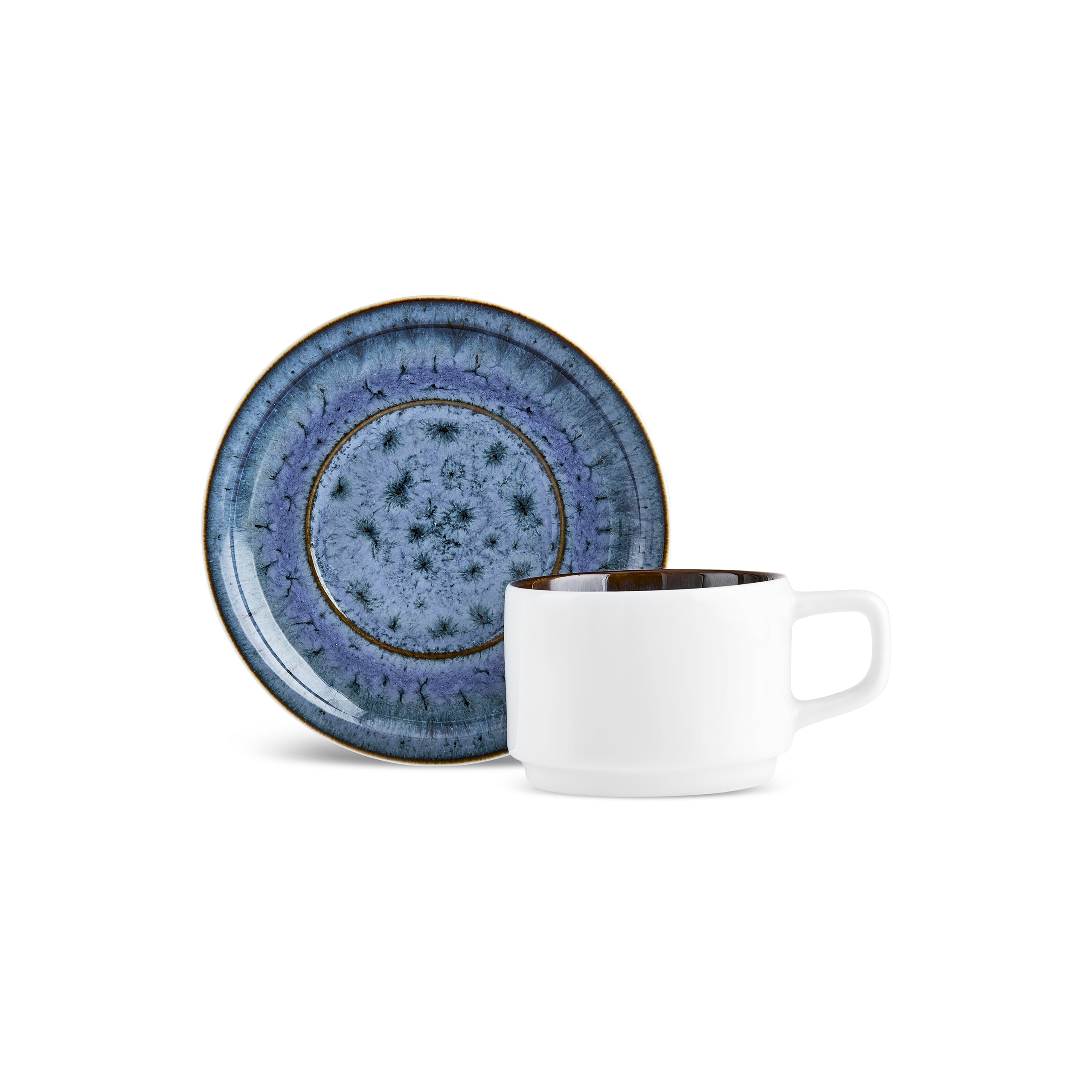 食器 cyaro Karaca Sotra 12-Piece Reactive Glaze Tea Cup and Saucer Set for 6 Peop
