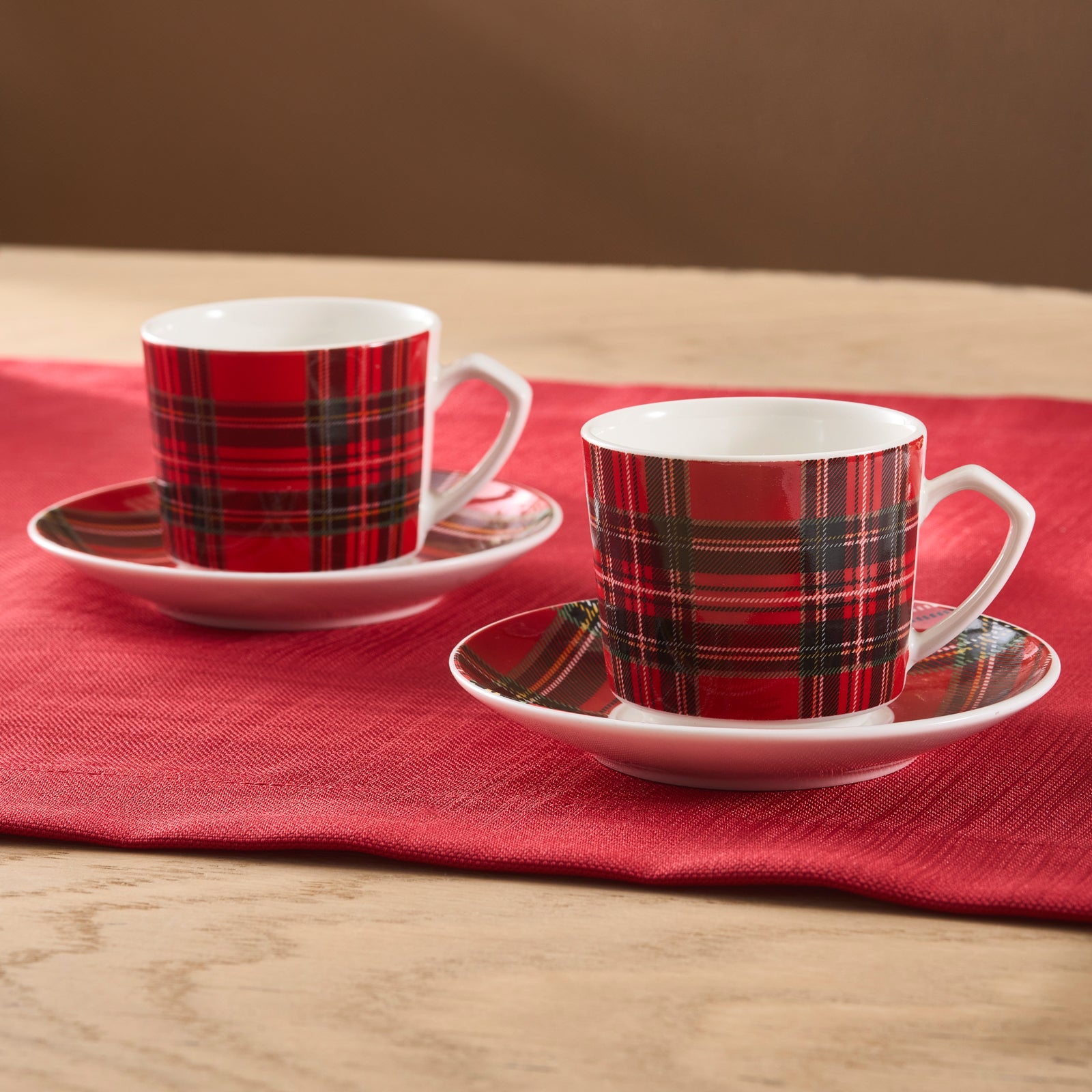 Karaca Ekose V2 4-Piece Bone China Espresso Turkish Coffee Cup for 2 P