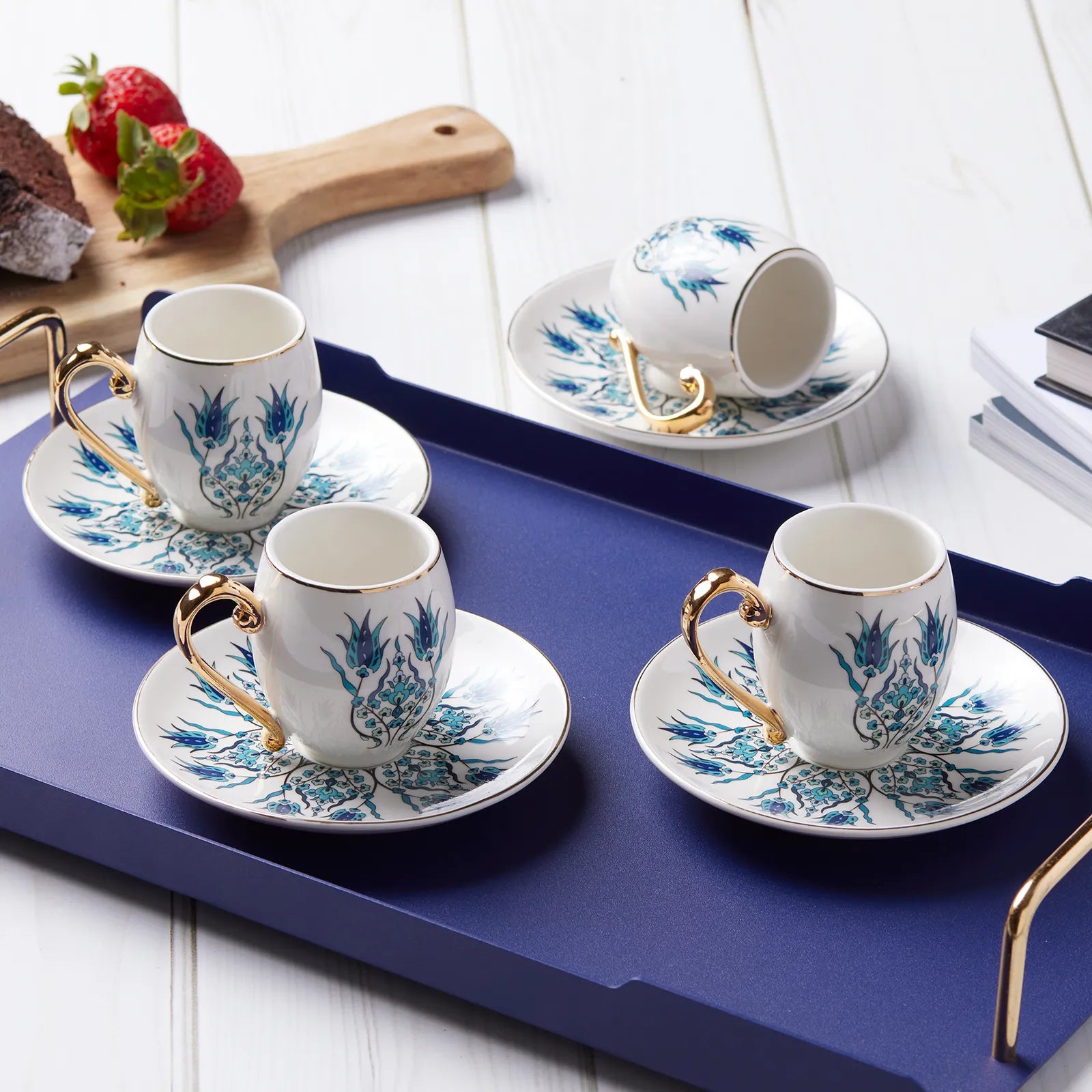 Karaca İznik 12-Piece Porcelain Espresso Turkish Coffee Cup Set for 6