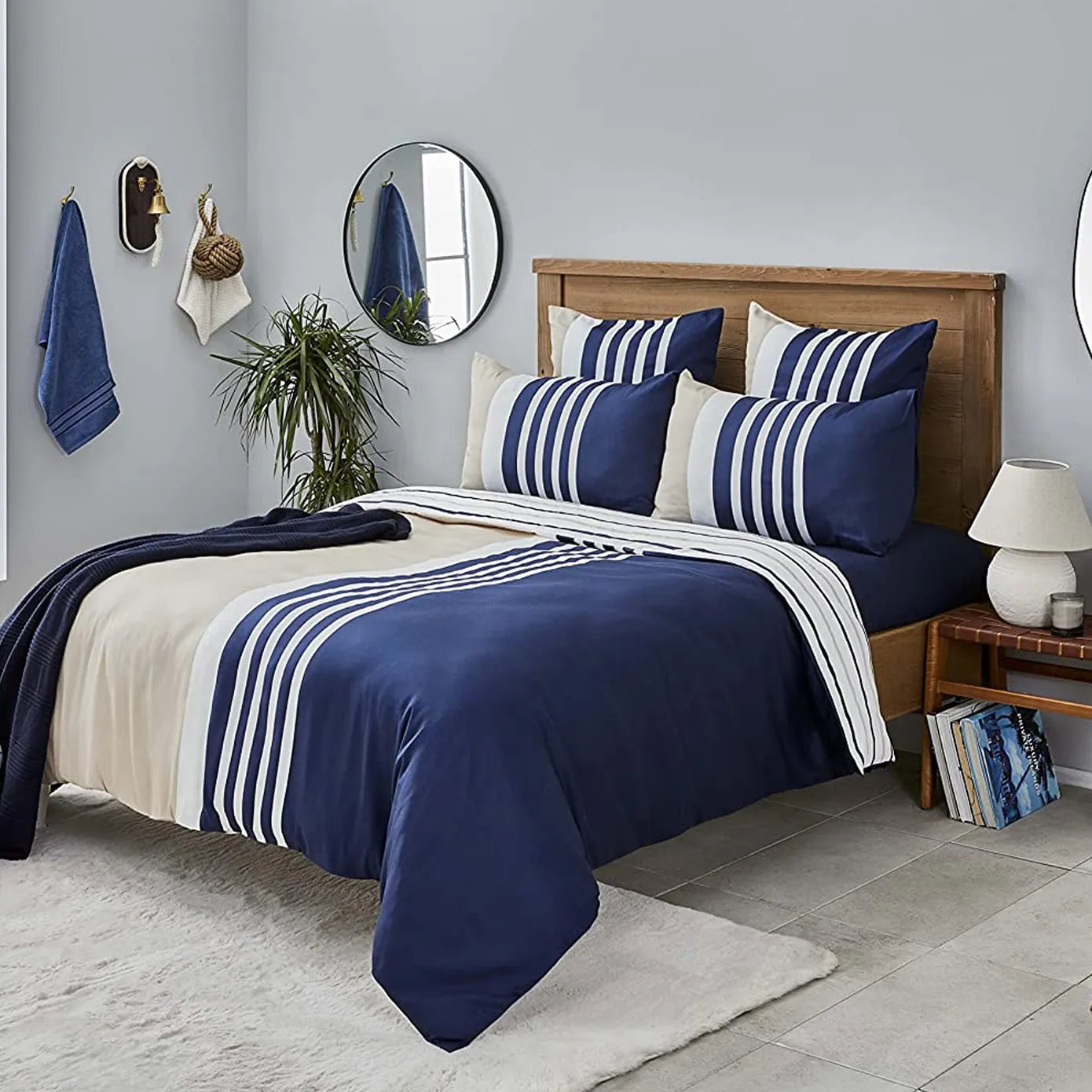 Nautica Home Aport 100% Cotton Duvet Cover Set, Super King 
