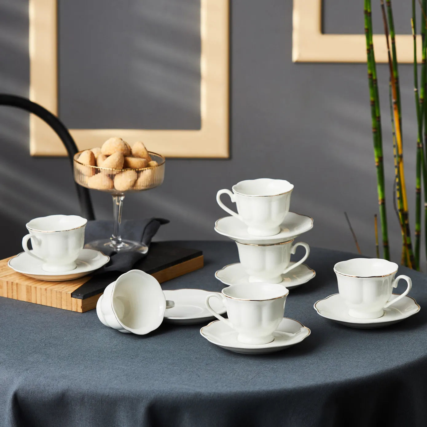 Karaca Çan 12-Piece Porcelain Espresso Turkish Coffee Cup Set for 6 Pe