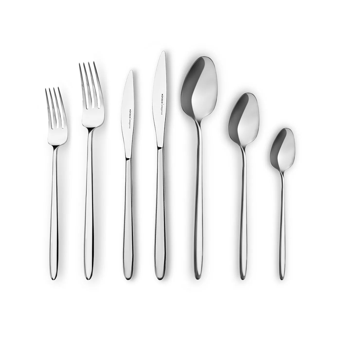 Karaca New Flow 84-Piece Stainless Steel Cutlery Set for 12 People, Si