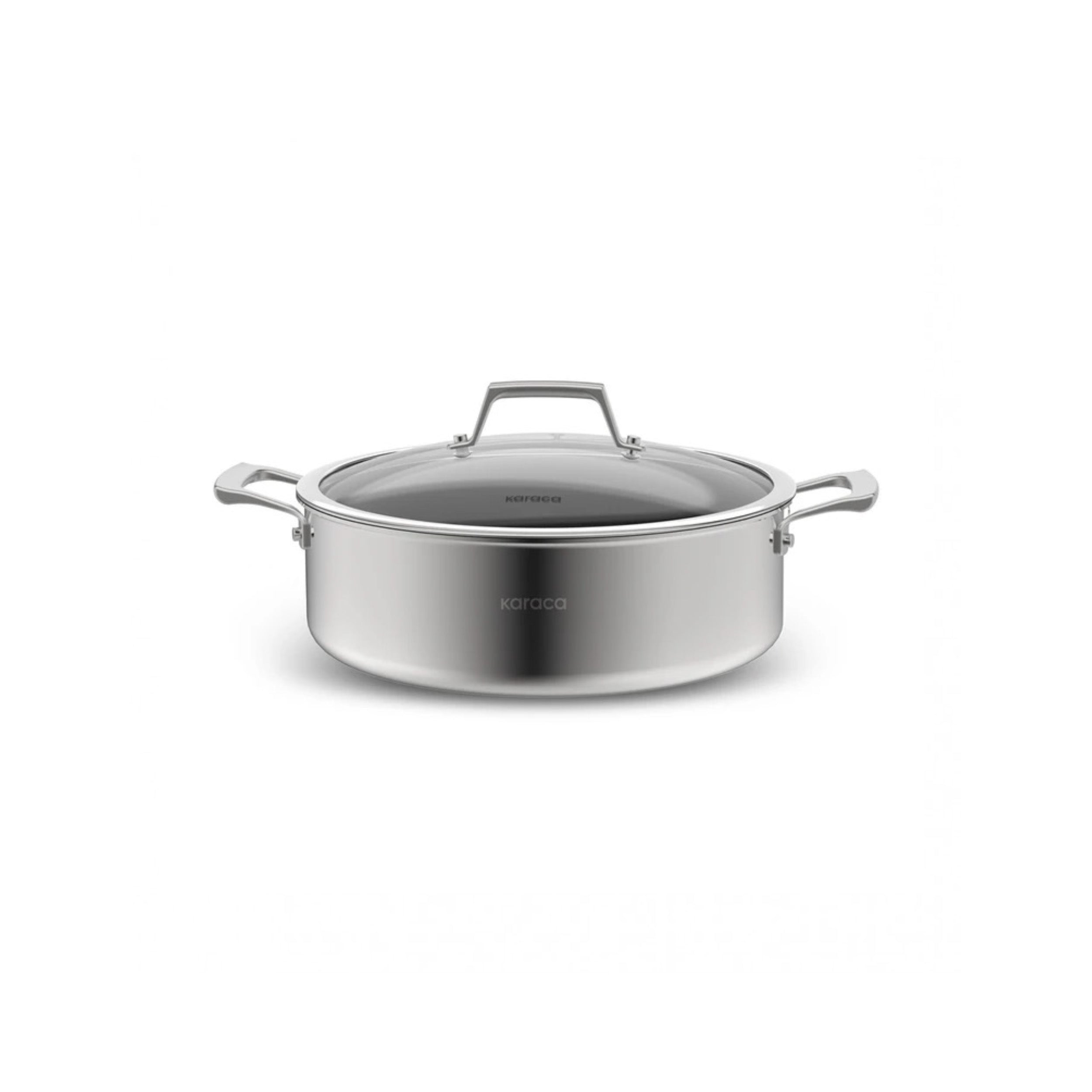 k-mama Karaca Plasma Steel 3Ply Non-Stick Induction Shallow Casserole, 30cm,