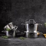 Jumbo Felix 8-Piece Stainless Steel Induction Cookware Set, Silver