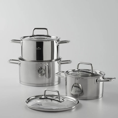 Jumbo Assos 6-Piece Stainless Steel Induction Cookware Set, Midi, Silver