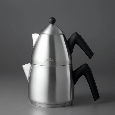 Karaca Jumbo Stainless Steel Induction Matte Teapot, 2+1L, Black