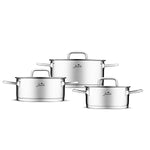 Jumbo New Assos 6-Piece Stainless Steel Saucepan Set, Silver