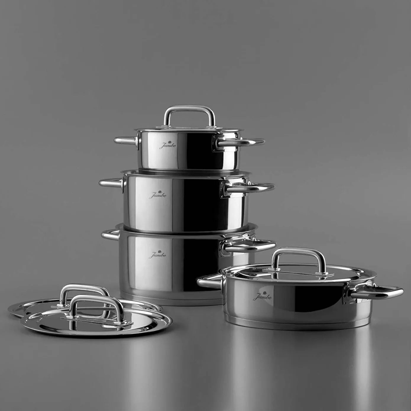 Jumbo Metalix 8-Piece Stainless Steel Induction Cookware Set, Silver ...