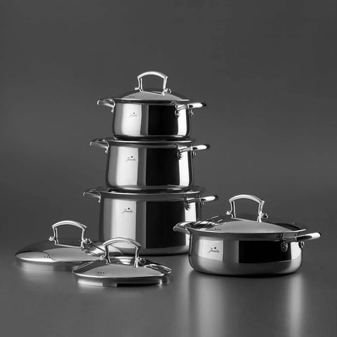 Jumbo Flame 8-Piece Stainless Steel Induction Cookware Set, Silver