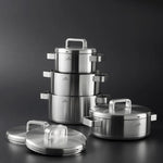 Jumbo Monaco 8-Piece 3ply Stainless Steel Induction Cookware Set, Silver