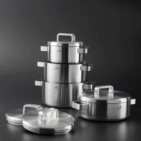Jumbo Monaco 8-Piece 3ply Stainless Steel Induction Cookware Set, Silver