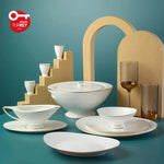 Jumbo Bone China Moon Gold 64-Piece Dinner Set for 12 People, Gold