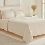 Karaca Home White Collection Felves 100% Turkish Cotton Duvet Cover Set, King Size, Beige