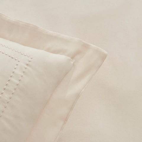 Karaca Home White Collection Felves 100% Turkish Cotton Duvet Cover Set, King Size, Beige