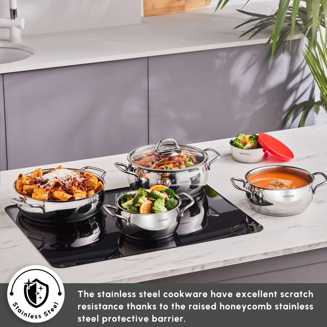 Karaca Emirgan XL 10-Piece Stainless Steel Induction Cookware Set with