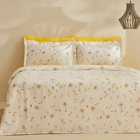 Karaca Emma 100% Cotton Bedding Set, Double, 200x220cm, Yellow