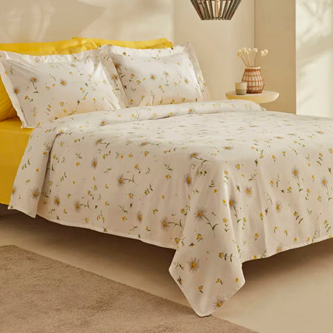 Karaca Emma 100% Cotton Bedding Set, Double, 200x220cm, Yellow