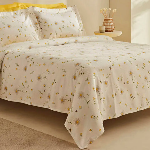 Karaca Emma 100% Cotton Bedding Set, Double, 200x220cm, Yellow