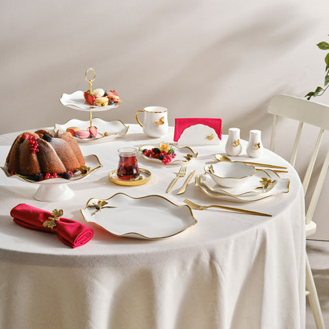 Karaca X Müge Anlı Bone China Side Plate, 21cm, Gold White