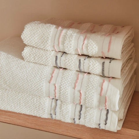 Karaca Home Dena 5-Piece 100% Turkish Cotton Family Bathroom Set, Offwhite