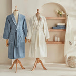 Karaca Home Nita 5-Piece 100% Turkish Cotton Family Bathroom Set, Blue - Offwhite