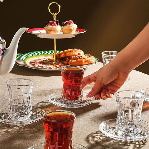 Rcr Etna 12-Piece Turkish Tea Set for 6 People, 140ml, Clear