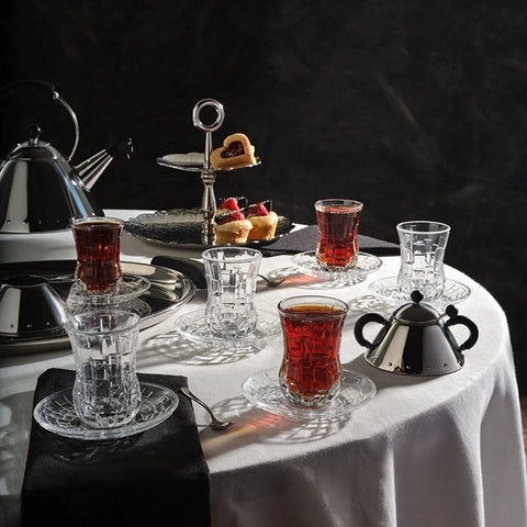 Rcr Etna 12-Piece Turkish Tea Set for 6 People, 140ml, Clear