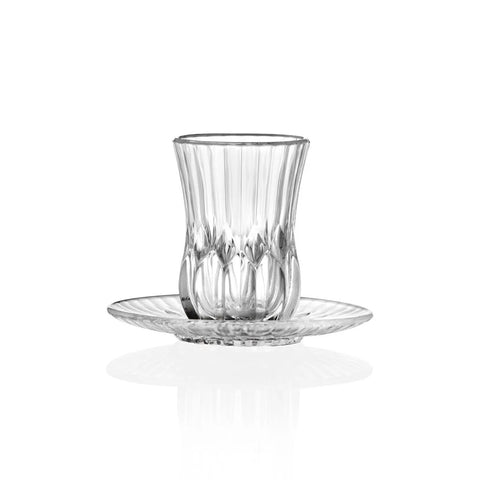 Rcr Adagio 12-Piece Turkish Tea Set for 6 People, 140ml, Clear