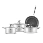Karaca 3Ply Stainless Steel Guardian 7-Piece Non-Stick Induction Cookware Set, Silver