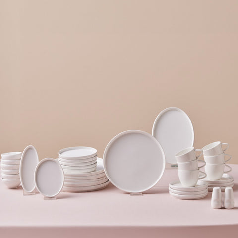 Karaca Stream Bone China Sunset 34-Piece Serveware Set for 6 People, White