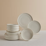 Karaca Stream Bone China Felix XL 18-Piece China Dinner Set for 6 People, White