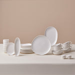 Karaca Stream Bone China Middle 34-Piece Serveware Set for 6 People, White