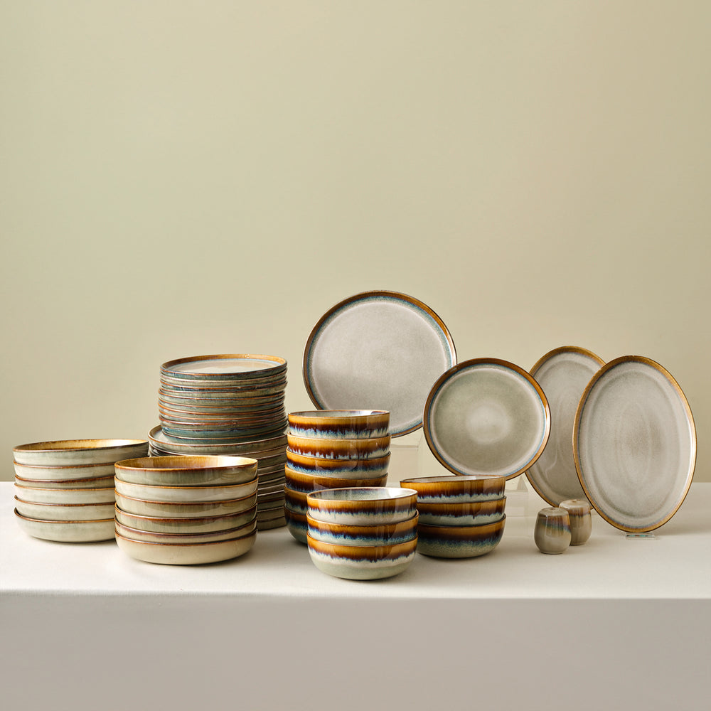 Karaca Earth Collection Earthy Reactive Glaze 52-Piece Stoneware Dinner Set for 12 People, Multi