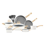 Karaca Swiss Crystal 15-Piece Non-Stick Induction Cookware Set, Creamy