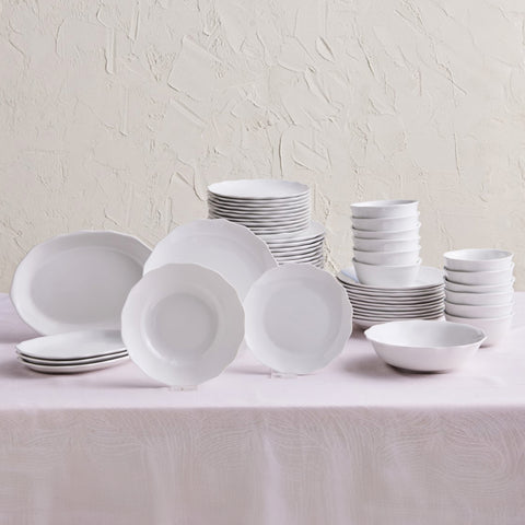 Karaca Rafaela 53-Piece Porcelain Dinner Set for 12 People, White