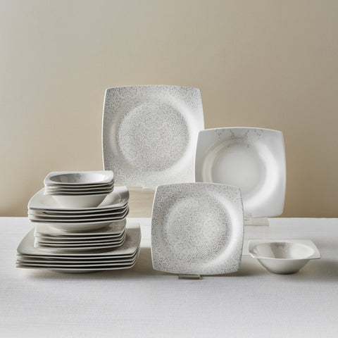 Karaca New Flava 24-Piece Bone China Dinner Set for 6 People, White