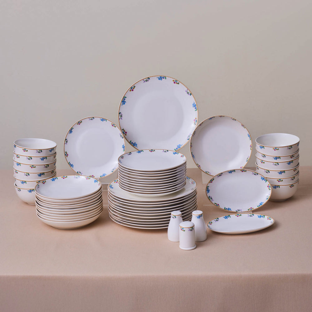 Karaca Forever Bone China New Brillo 53-Piece Dinner set for 12 People, Multi