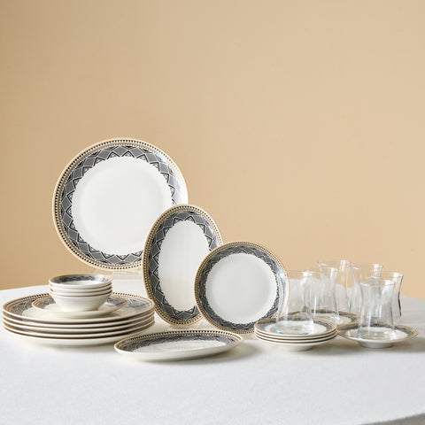 Karaca Bone China Globe 26-Piece Serveware Set for 6 People, Multi