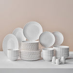 Karaca Stream Bone China Umbrella 53-Piece Dinner Set for 12 People, White