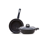 Karaca Blackgold Biogranite 3-Piece Non-Stick  Induction Cookware Set, Black Gold