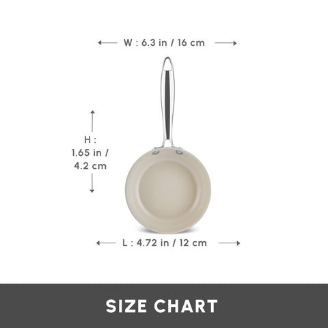 Karaca Swiss Crystal Almond Cream Non-Stick Induction Stainless Steel Handle Pan, 16cm, Cream
