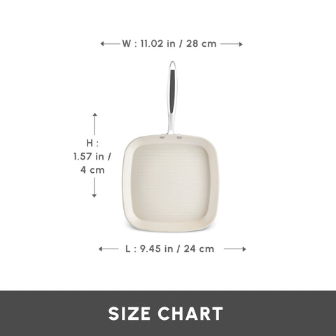 Karaca Swiss Crystal Almond Cream Non-Stick Induction Stainless Steel Handle Grill, 28cm, Cream