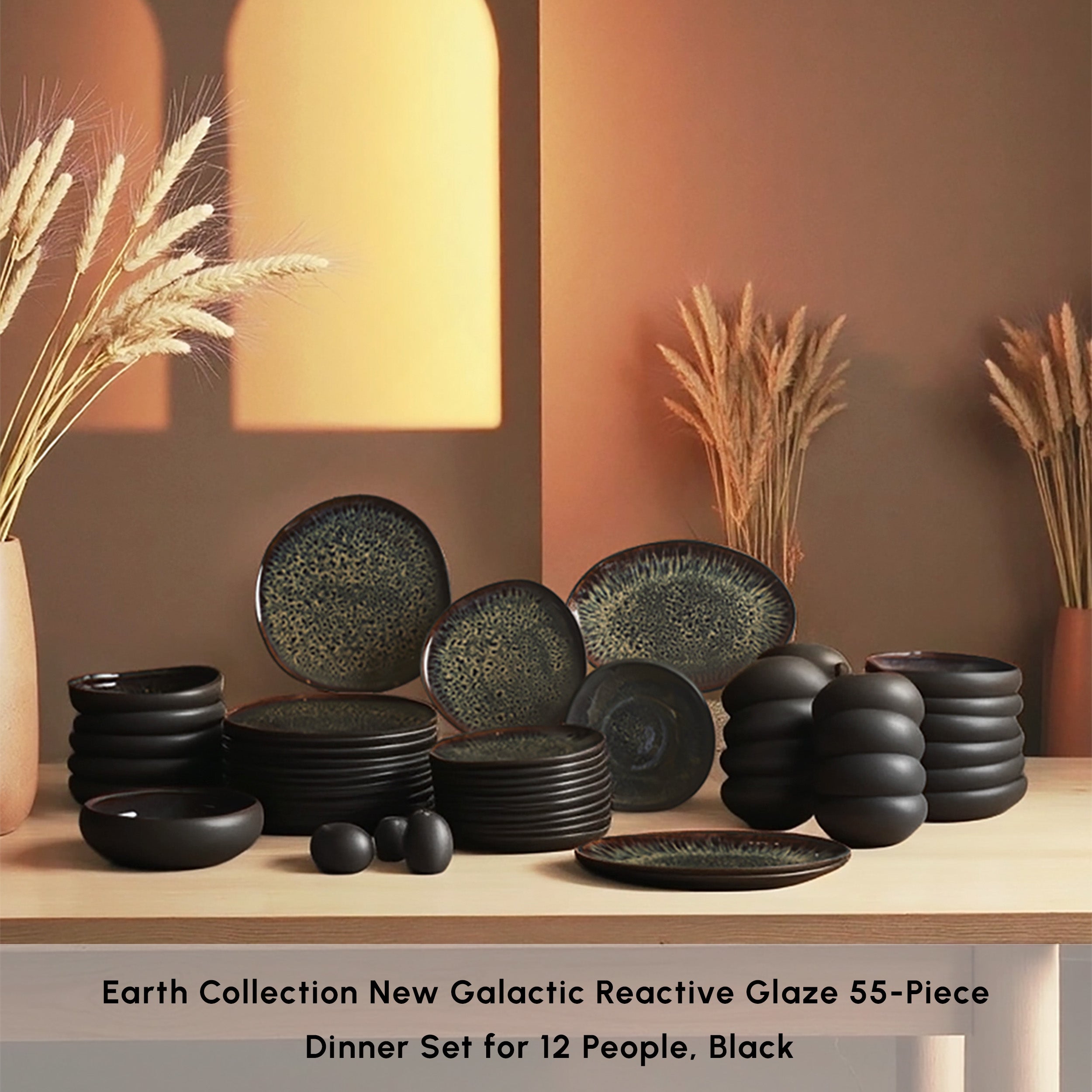 NK　rawlifefactory rook 植椀　セット Karaca Earth Collection New Galactic Reactive Glaze 55-Piece Dinner Se