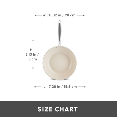 Karaca Swiss Crystal Almond Cream Non-Stick Induction Handle Wok, 28cm, Cream