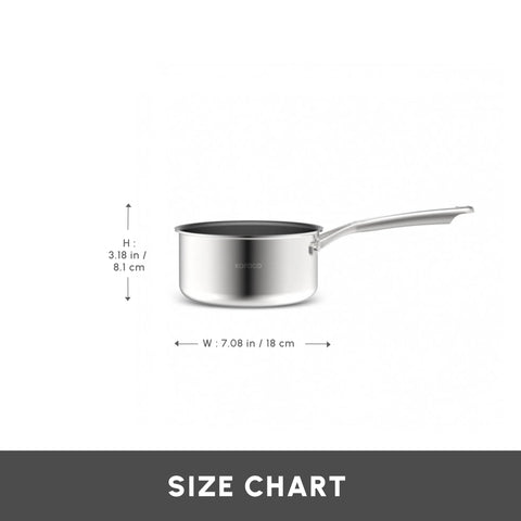 Karaca Plasma Steel 3Ply Non-Stick Sauce Pan, 18cm, Silver