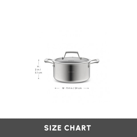 Karaca Plasma Steel 3Ply Non-Stick Induction Casserole, 24cm, Silver