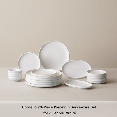 Karaca Stream Pure Cordelia 20-Piece Porcelain Serveware Set for 6 People, White