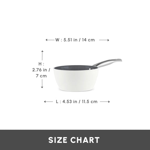 Karaca Swiss Crystal Almond Cream Non-Stick Induction Stainless Steel Handle Sauce Pan, 14cm, Cream